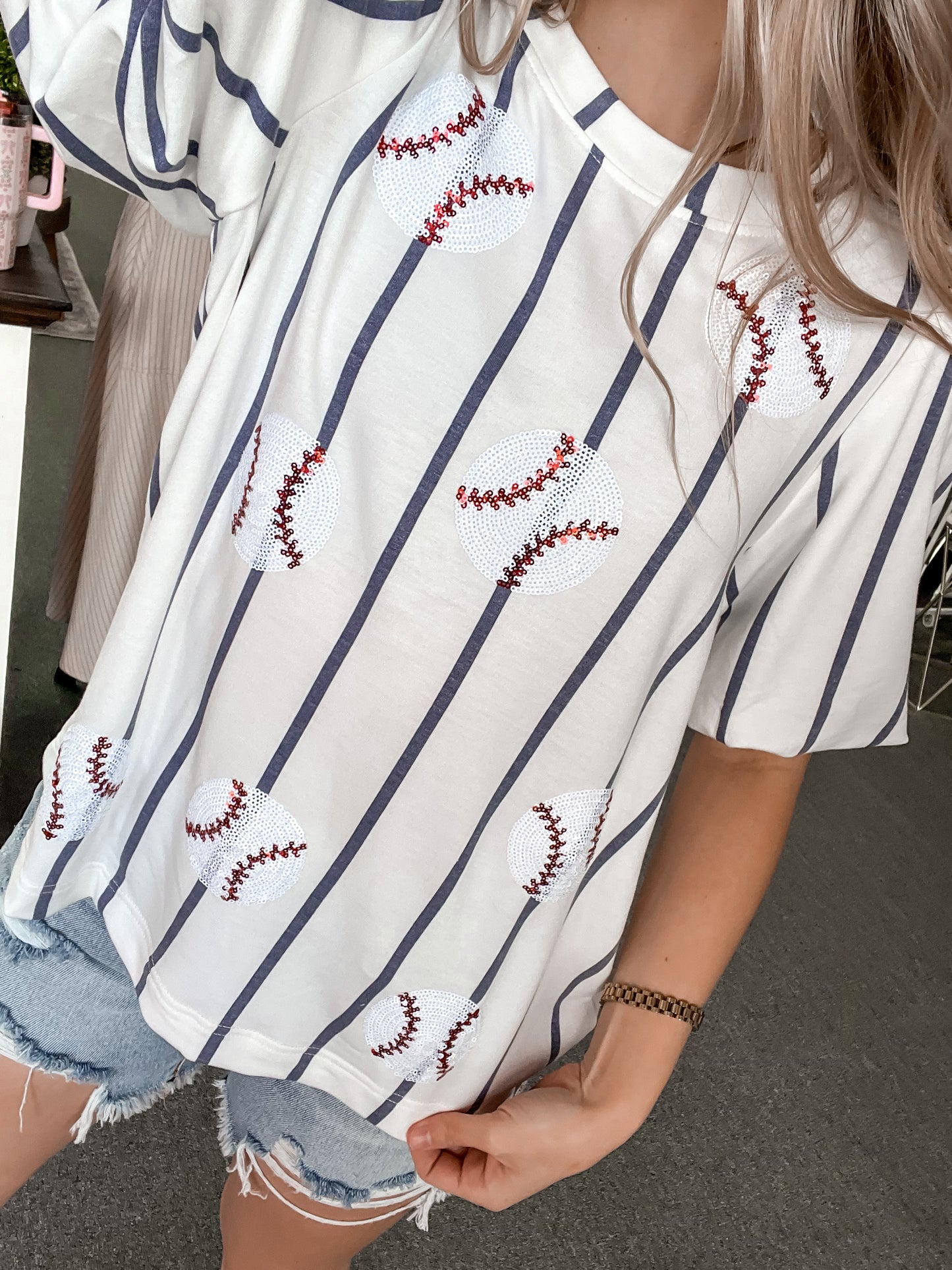 Tina Top - Sequin Baseballs