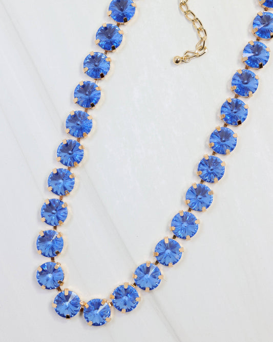 Harper Medium Rhinestone Necklace Sapphire