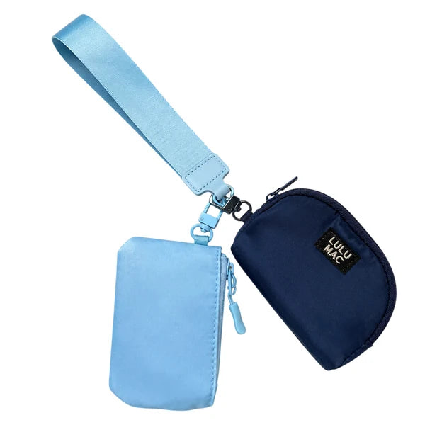 Light Blue/Navy Double Pouch Wristlets