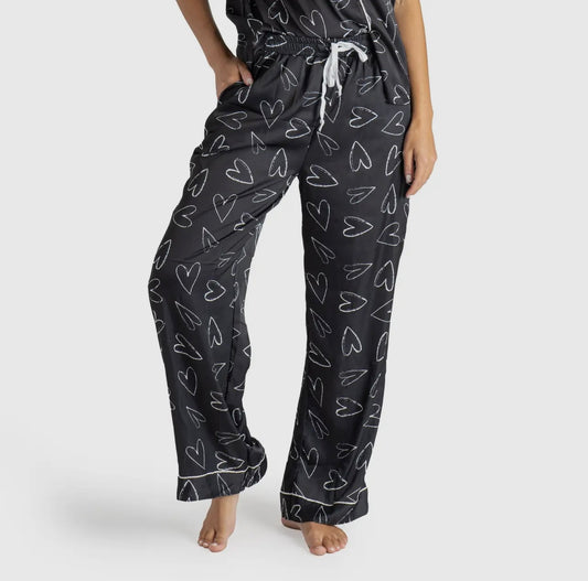 “I Love Sleep” Satin Sleep Pants