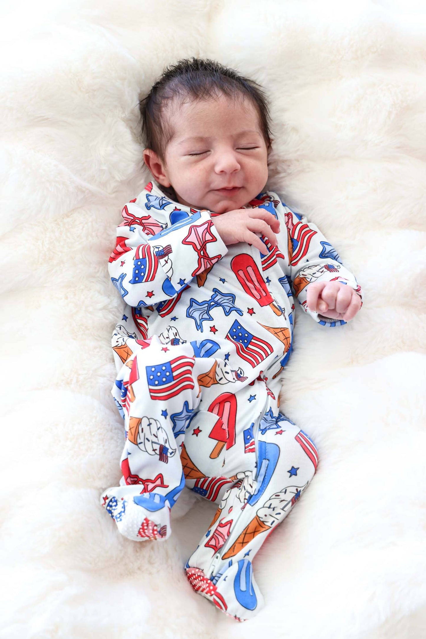 Zipper Footie | Red, White & Cool