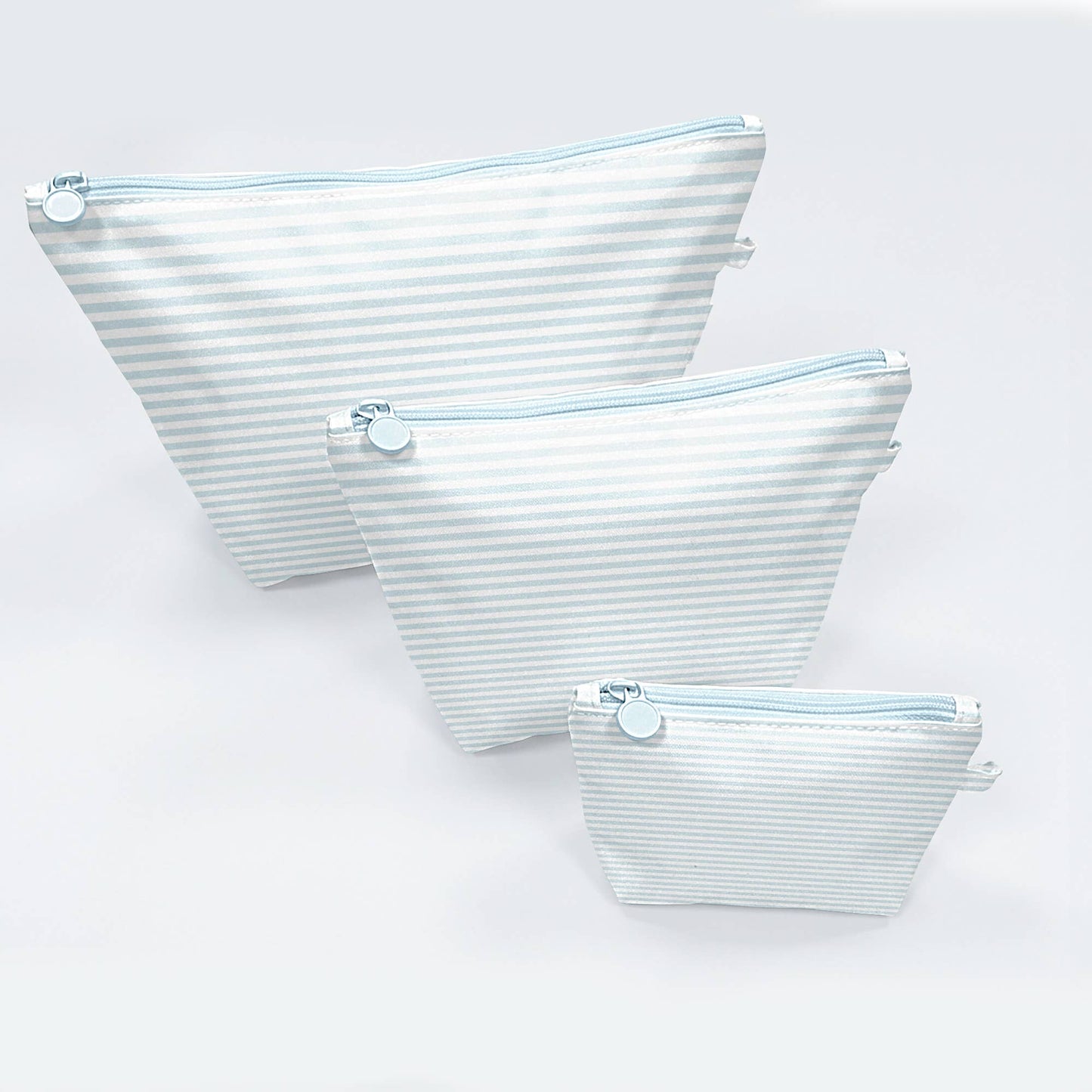 Blue Stripes - Easy Clean Wipeable Pouch (Set of 3)