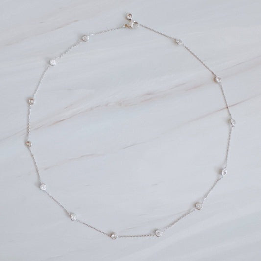 A Dozen Of Bezel Sparkle Station Necklace