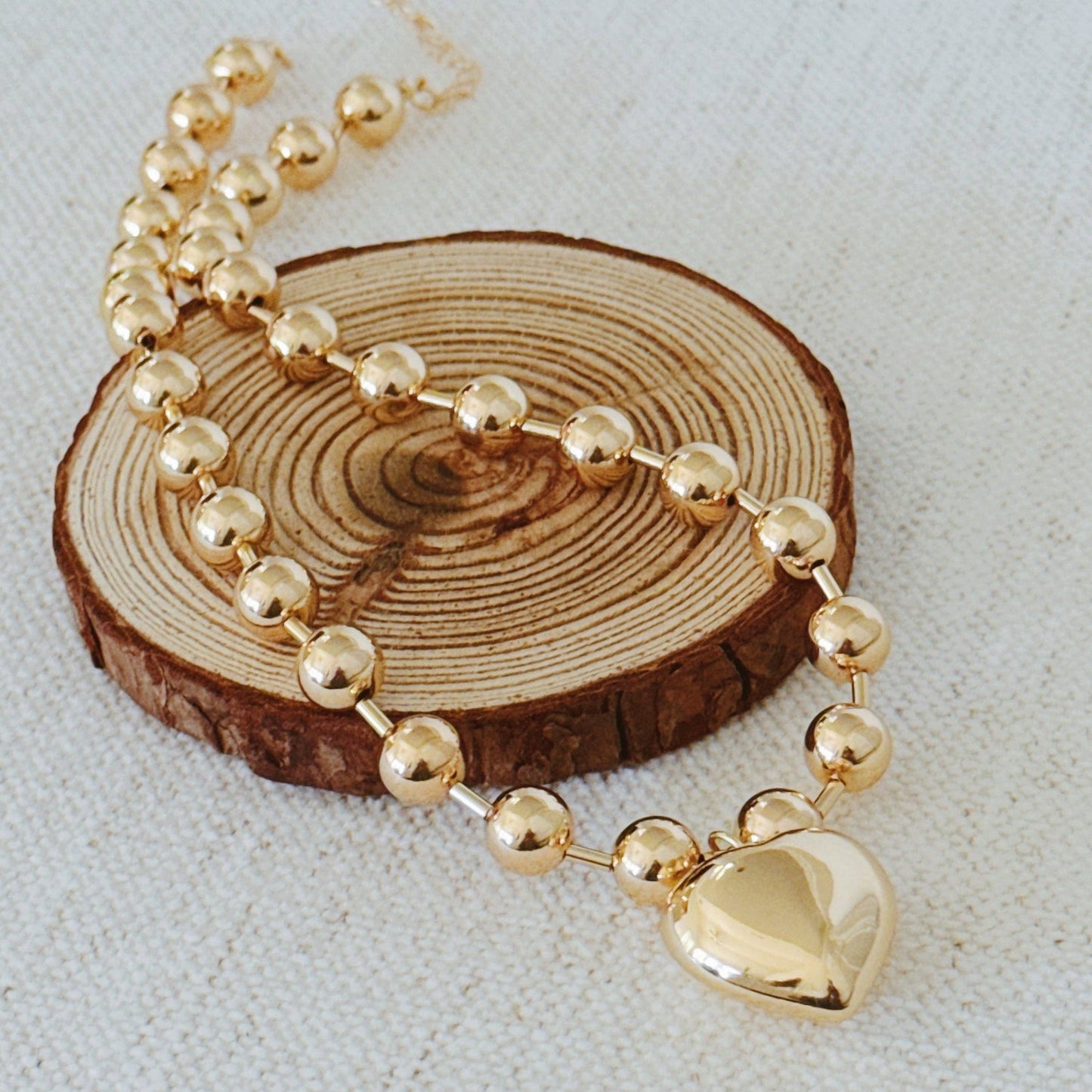 Ball Chain Heart Pendant Necklace