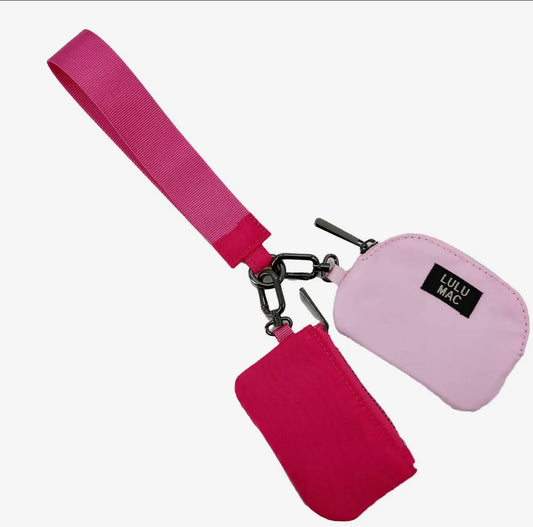 Pink/Hot Pink Lulu Mac Double Pouch Wristlets