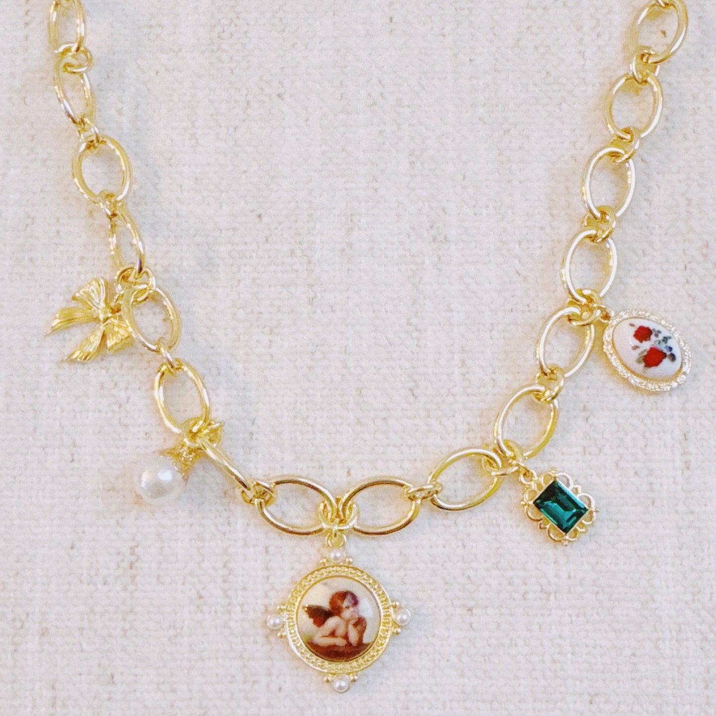 Angel & Rose Charm Necklace