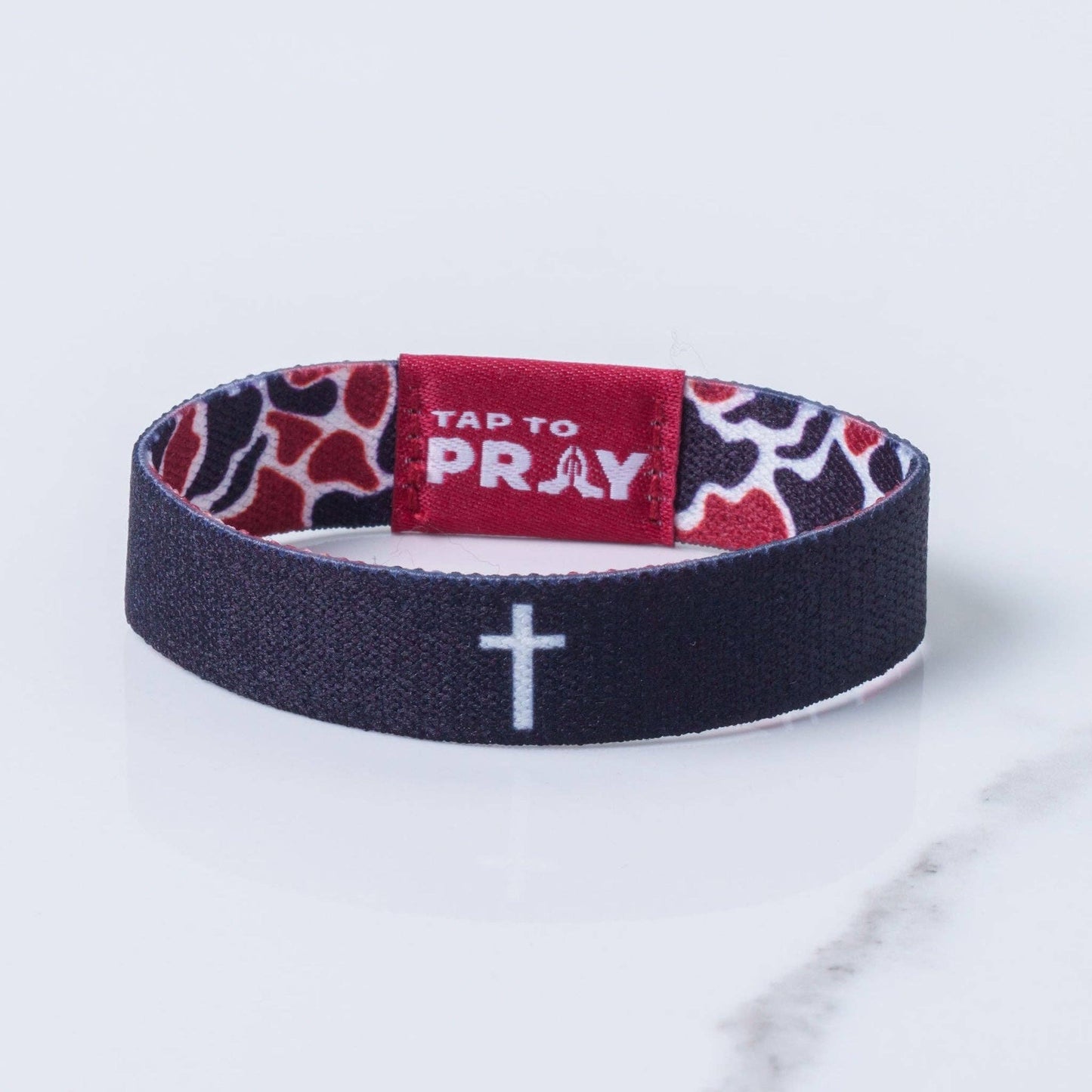 Tap To Pray® Wristband – Team Camo - Maroon & Black