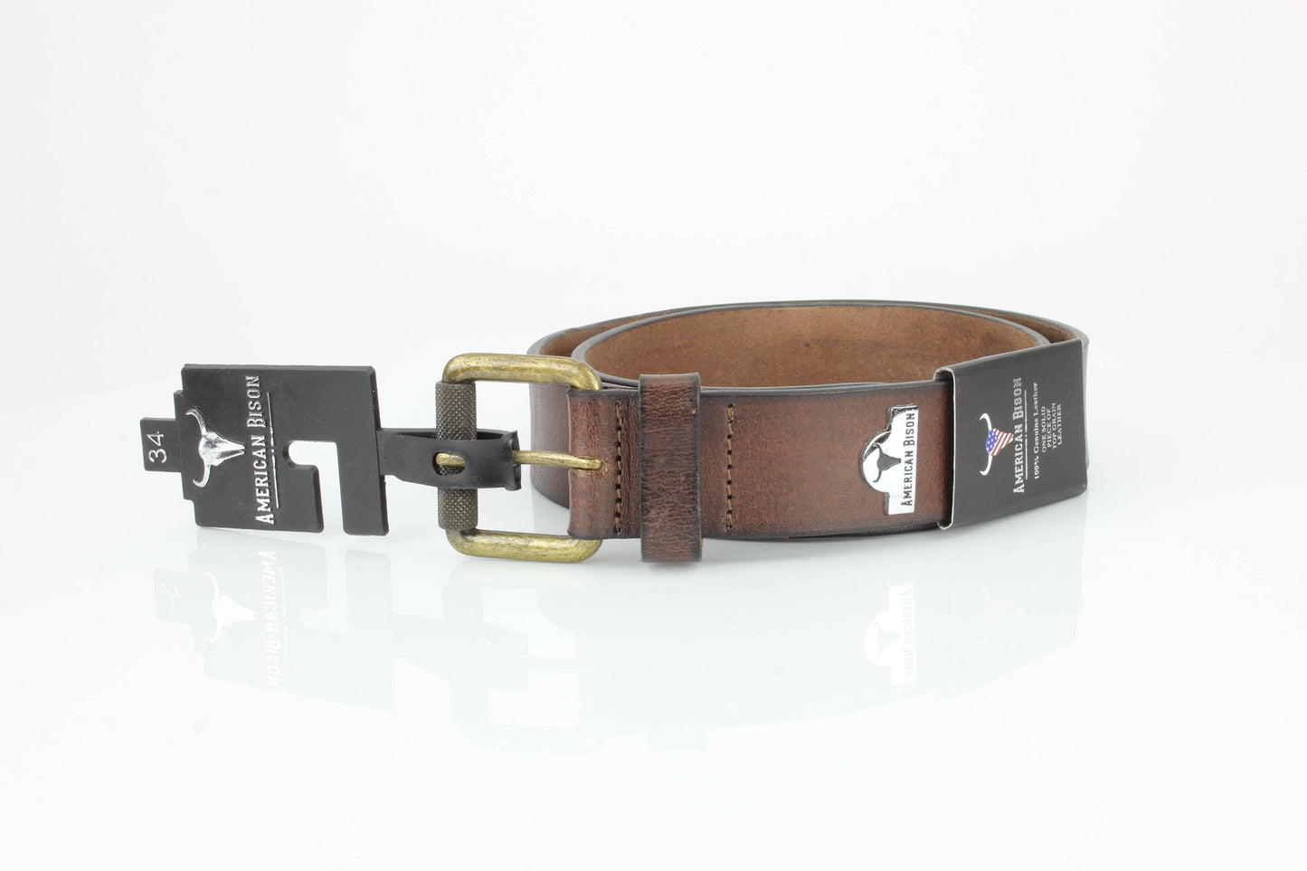 Leather Belt with Bison Medallion