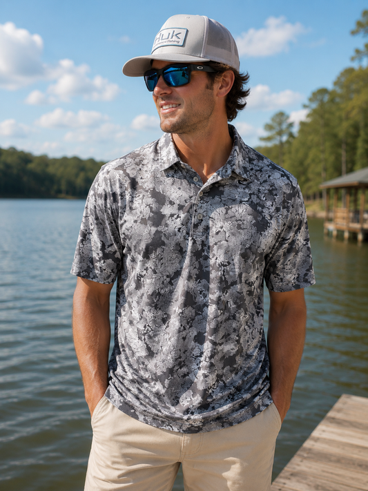 Pursuit KC Printed Polo - Sharkskin