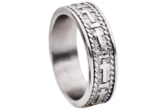 Men's Stainless Steel Cross Band