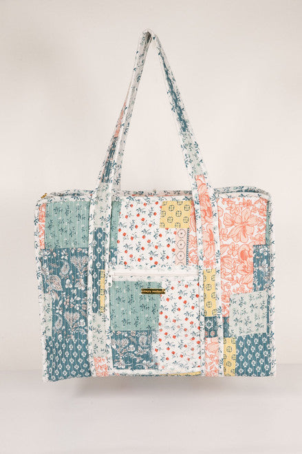 Quilted Tote-Blue