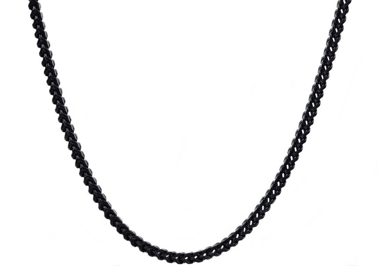 Men's 4mm Black Stainless Steel Franco Link 24" Necklace