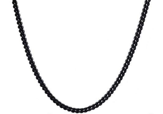 Men's 4mm Black Stainless Steel Franco Link 24" Necklace