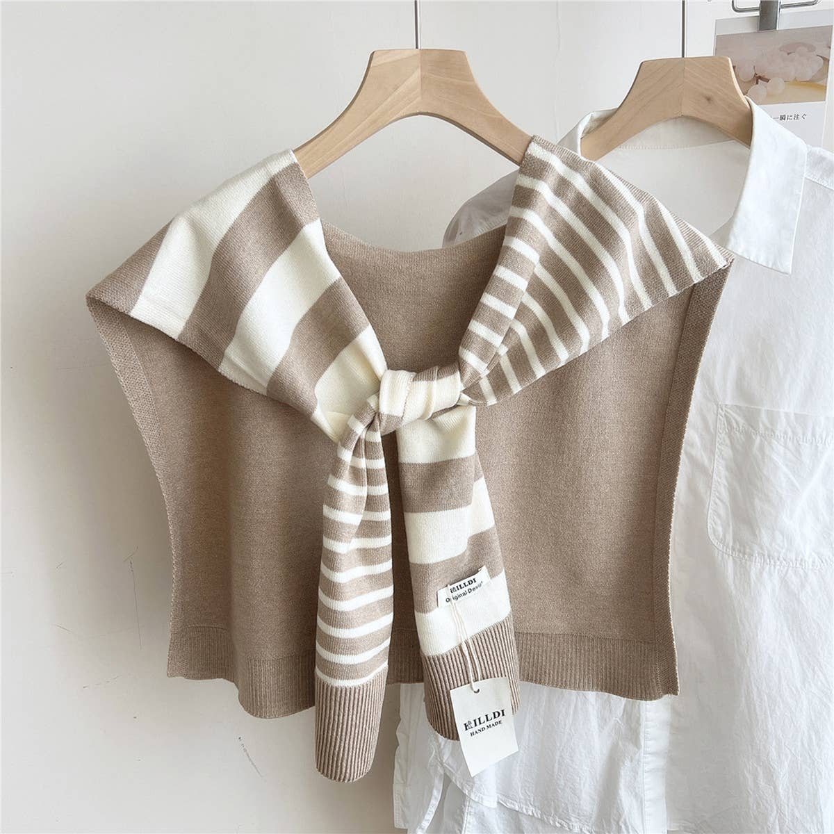 Striped Knit Shawl – Neck & Shoulder