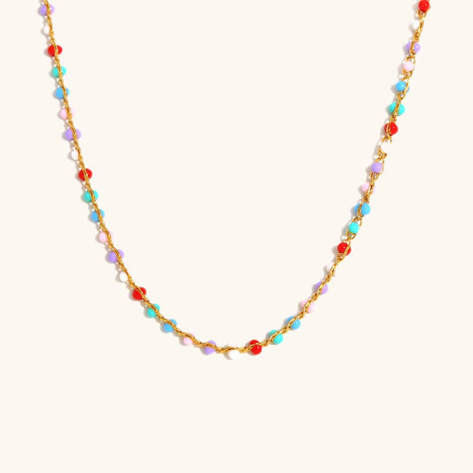 Bohemian Enamel Bead Chain Steel Gold Plated