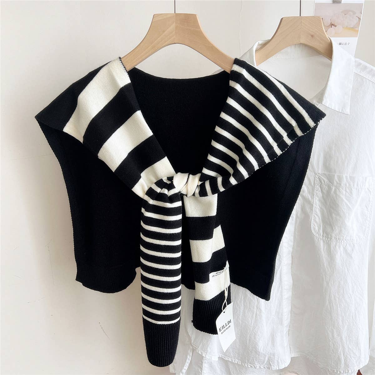 Striped Knit Shawl – Neck & Shoulder
