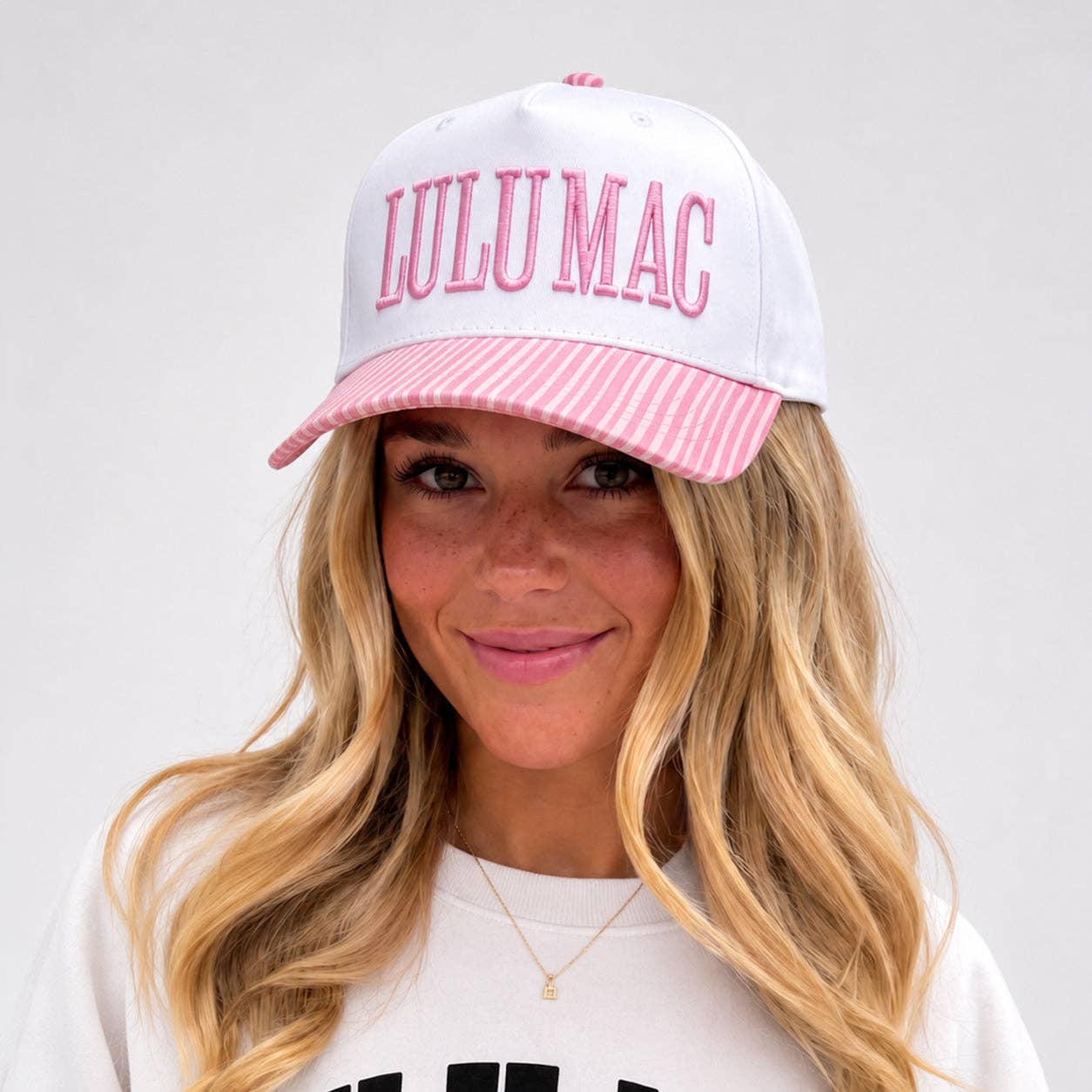 Striped Pink Lulu Mac Cap