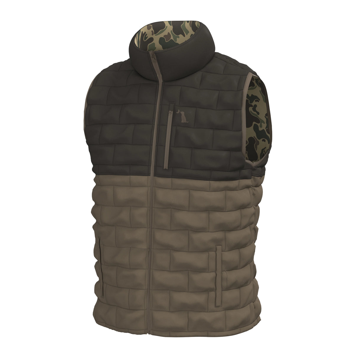 Duck Down Reversible Vest - Retro Camo