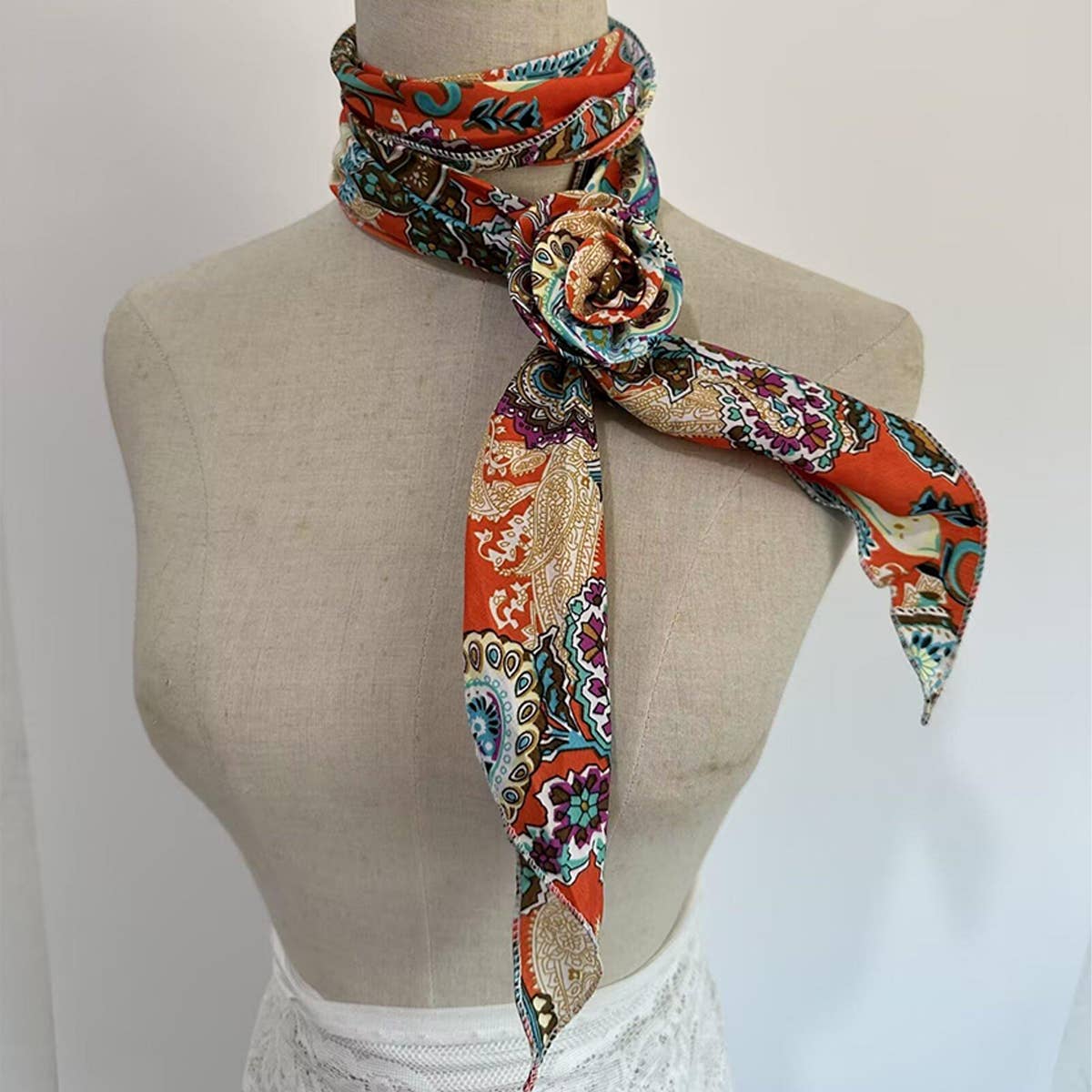 Floral Print Slim Scarf