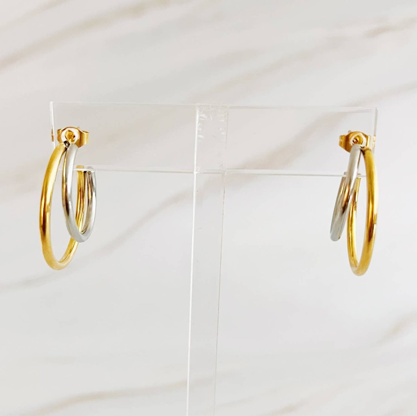 Uptown Two Tone Hoop Earrings