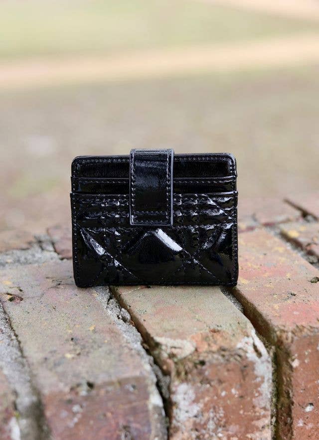 Tate Card Holder Wallet BLACK PATENT LQ