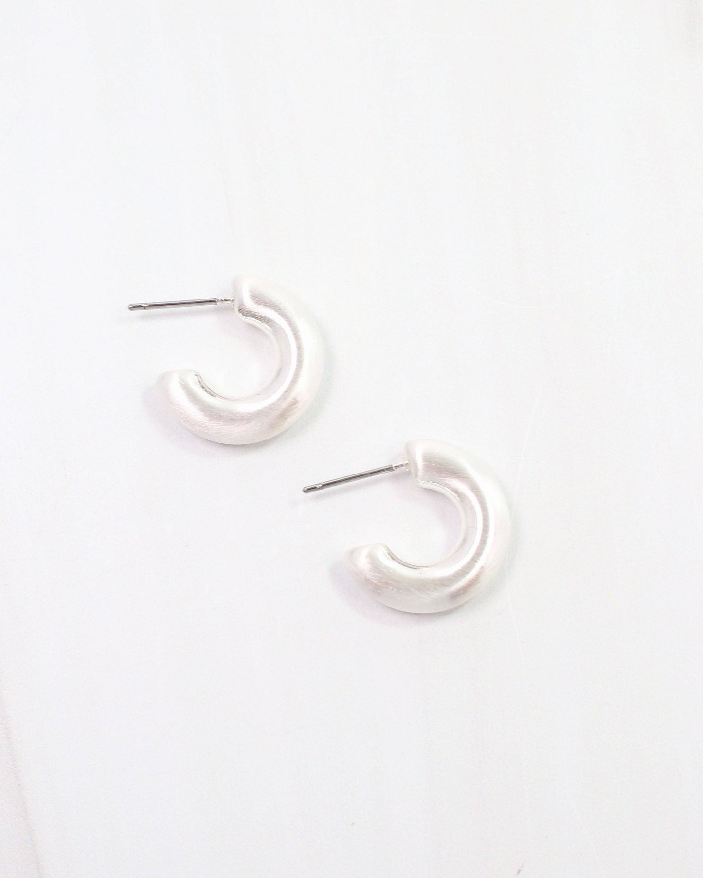 Biance Hoop Earring Worn Silver