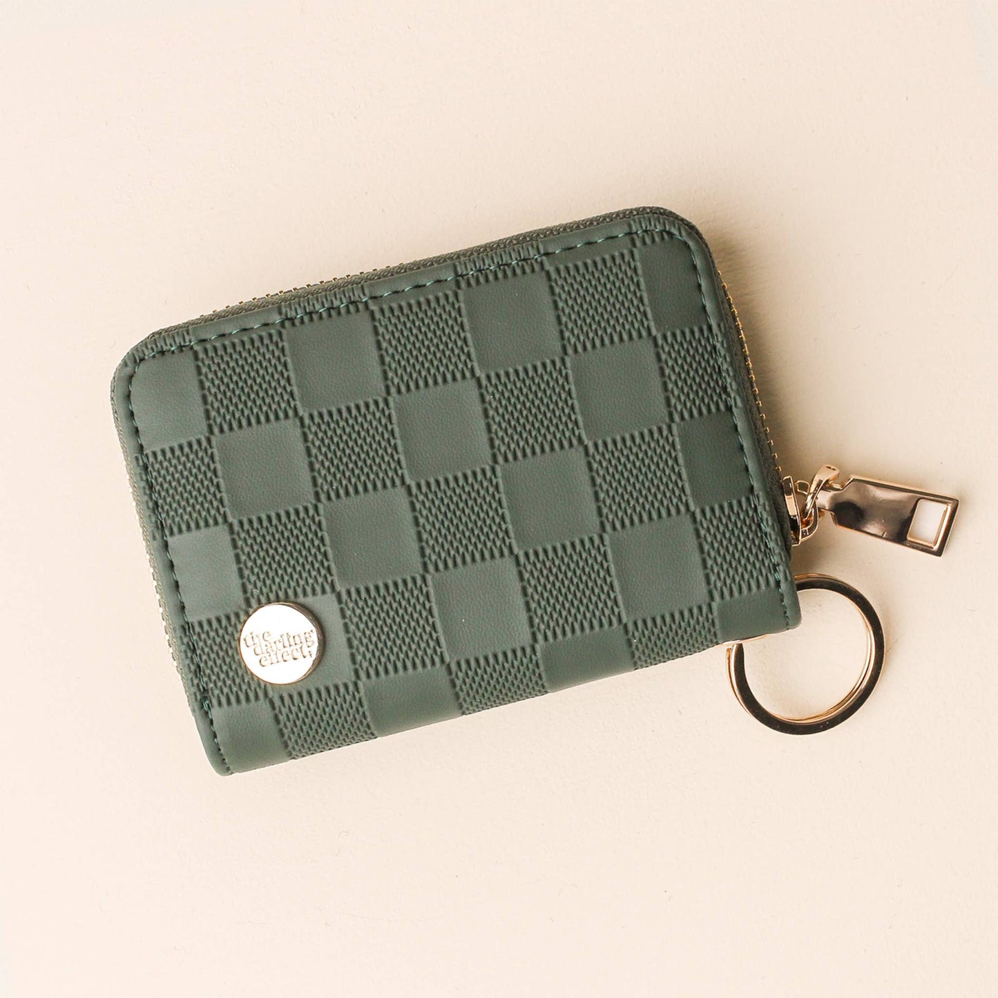 Zip Around Wallet-Dark Green Check