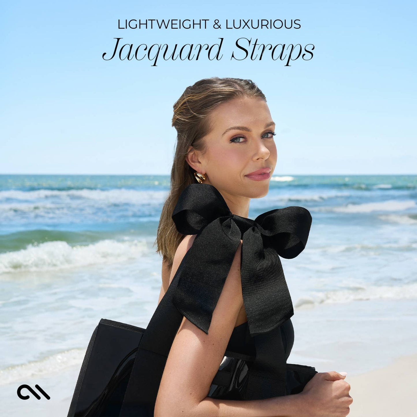 Special Edition Bow Midnight Black Beach Tote w/ Phone Pouch