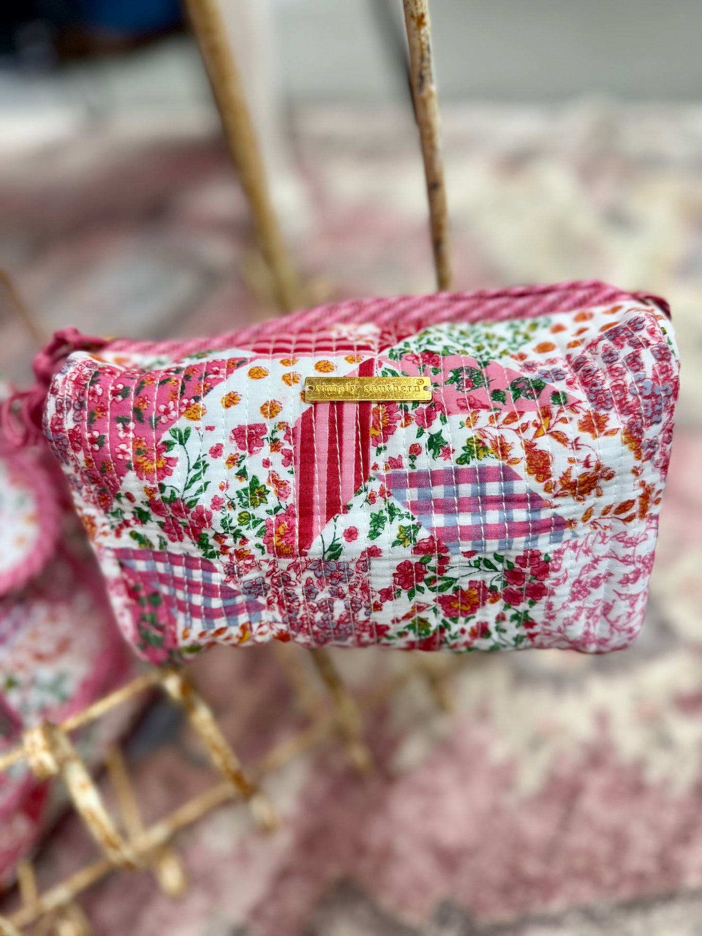 Quilted Cosmetic Bag-Pink