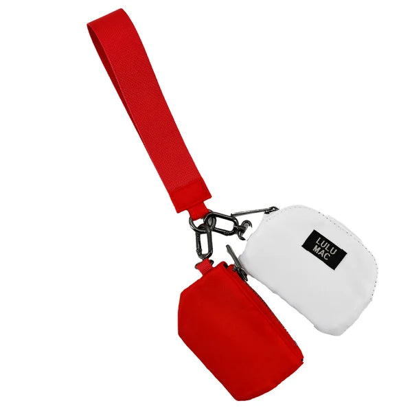 Red/White Double Pouch Wristlets