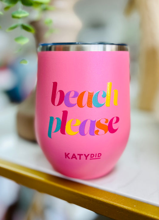 Beach Please Wine Tumbler