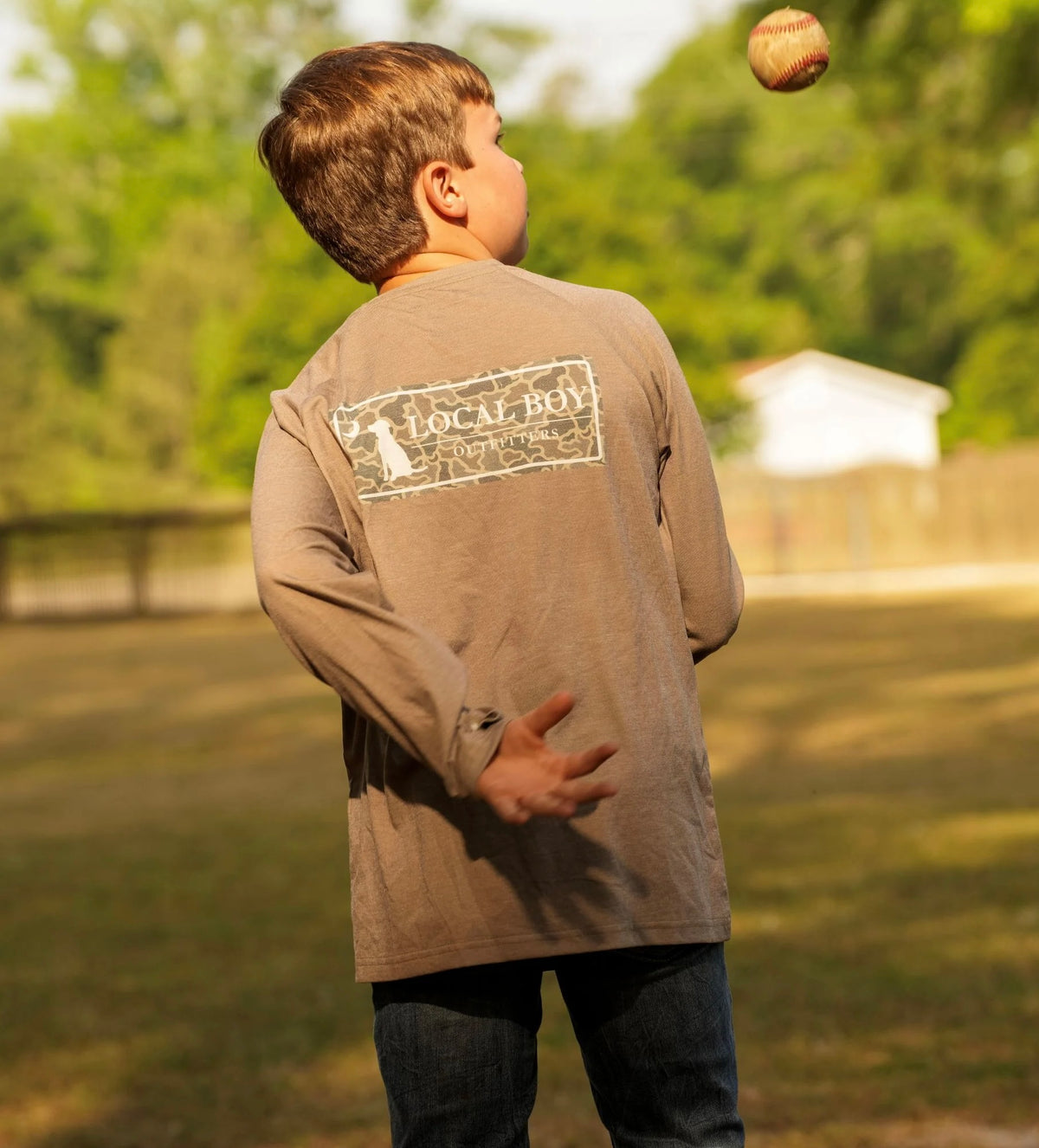 Sand Dog & Moon Plate LS Heather Crew - YOUTH