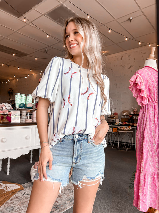 Tina Top - Sequin Baseballs