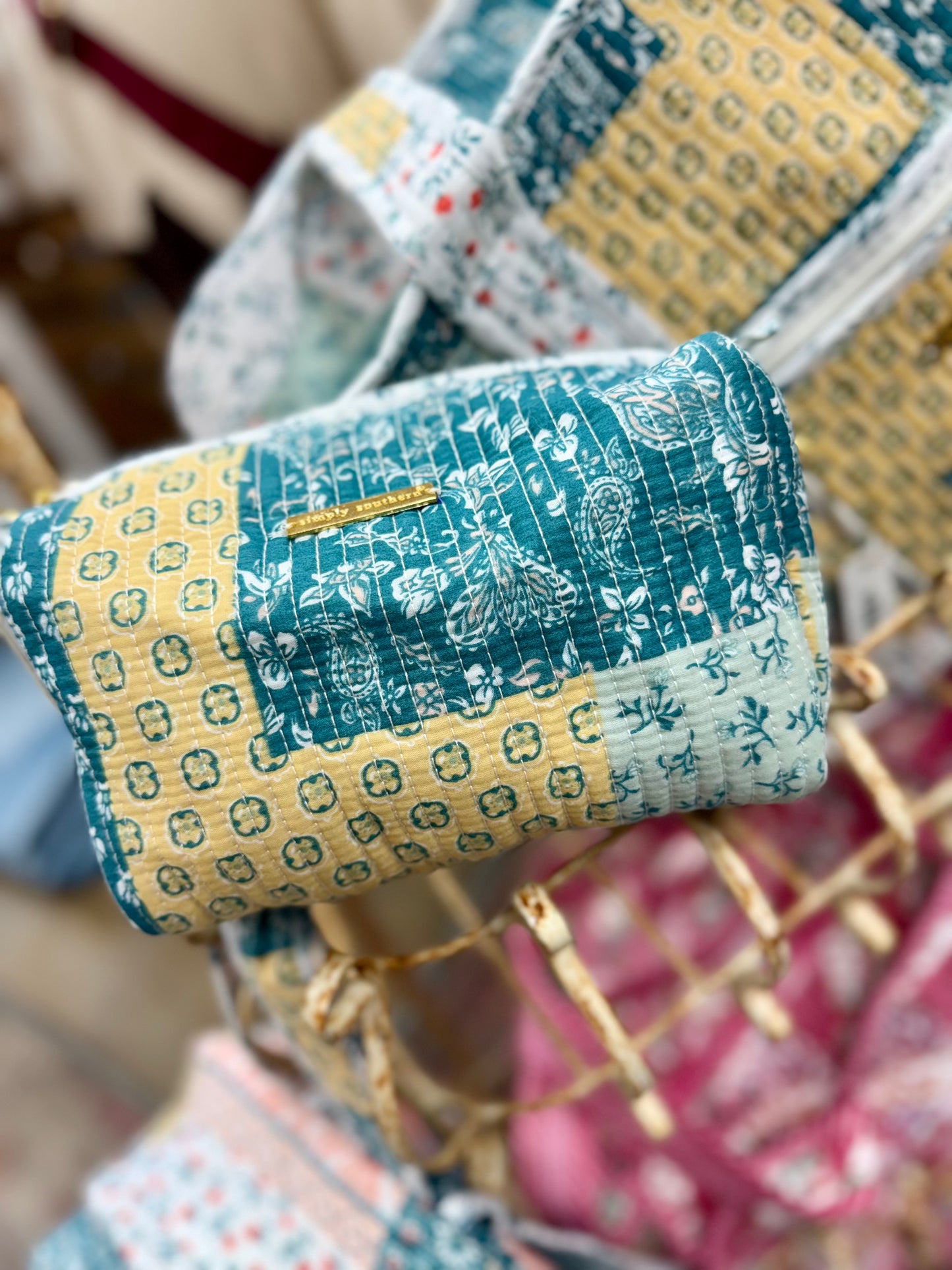 Quilted Cosmetic Bag-Blue