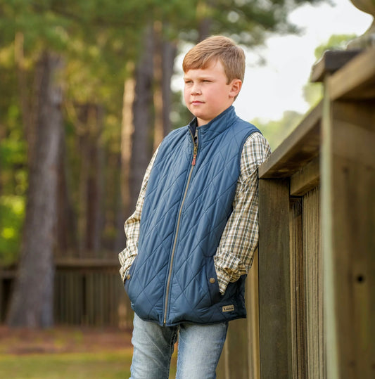 Dark Blue Diamond Quilted Vest - YOUTH