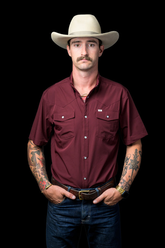 Core Short Sleeve Snap - Maroon