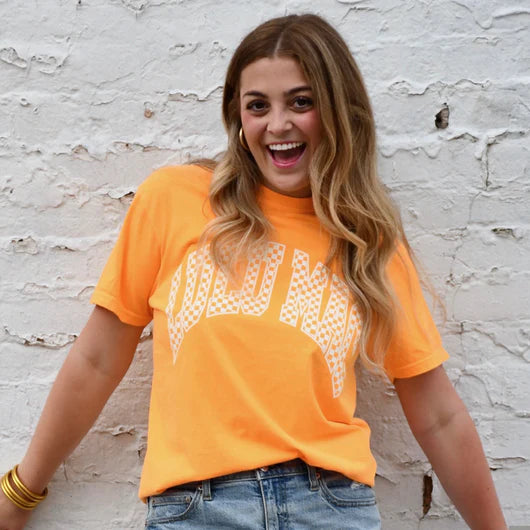 Checkered LM Tee - Bright Orange