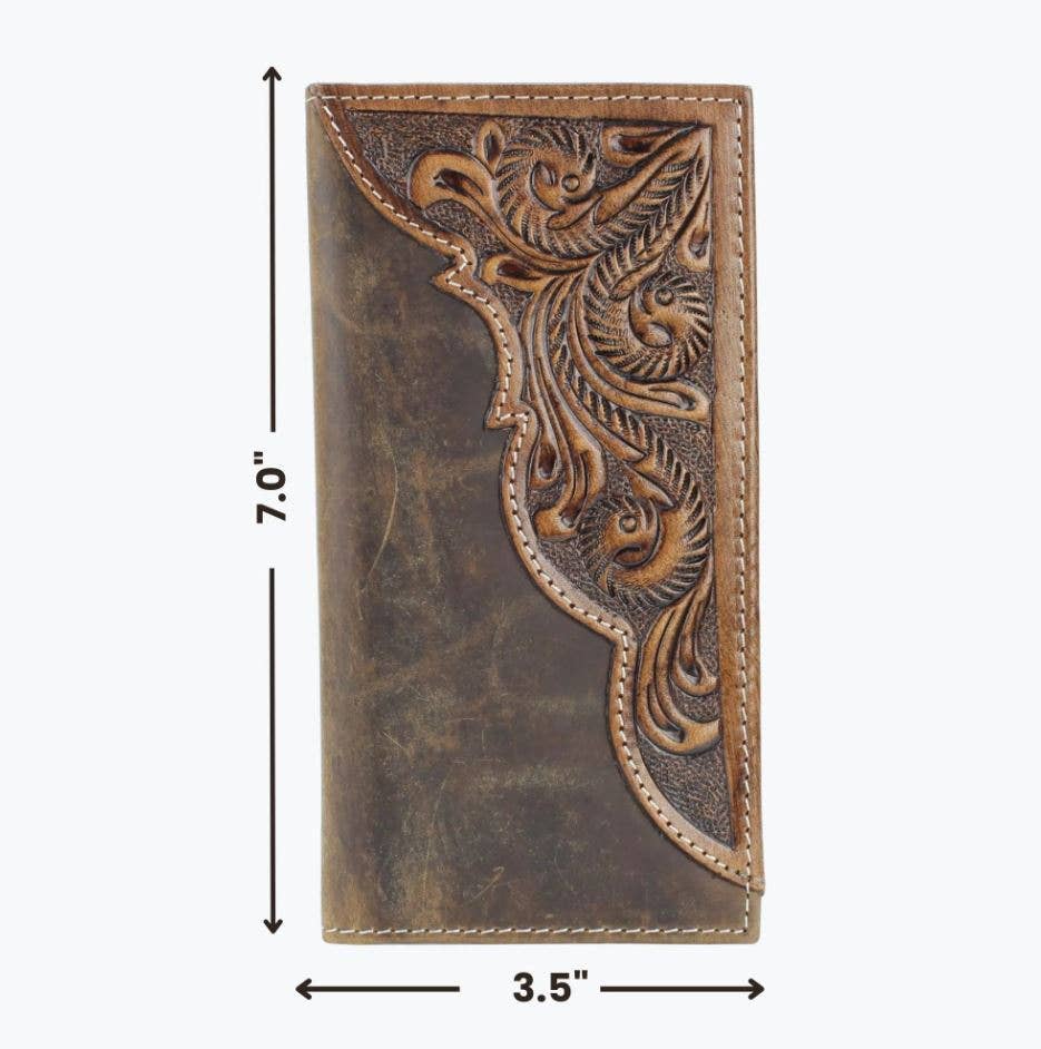 Tooled Leather Accent Rodeo Wallet