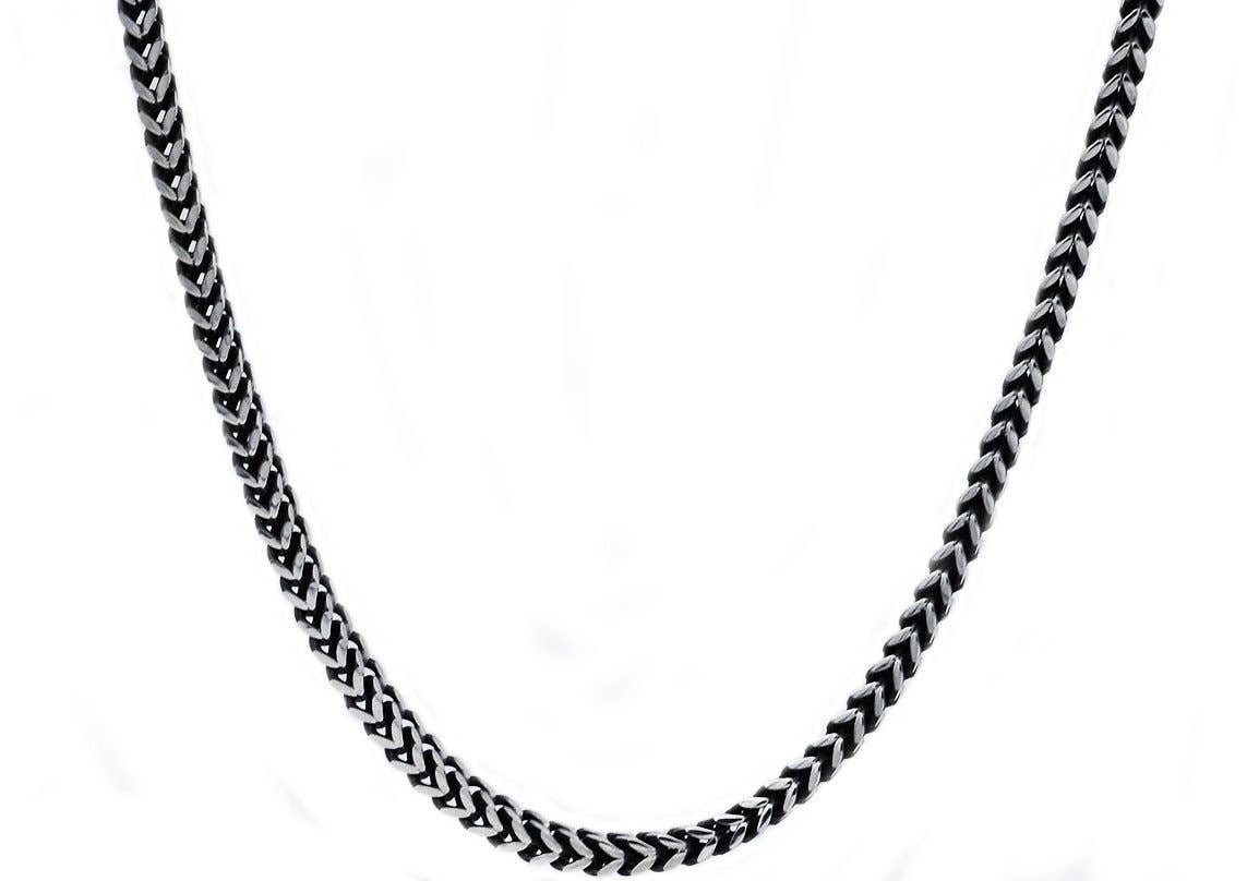 Men's 4mm Darkened Stainless Steel Franco Link Chain Necklace