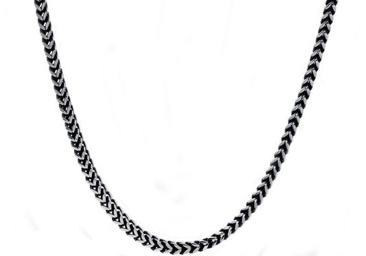 Men's 4mm Darkened Stainless Steel Franco Link Chain Necklace