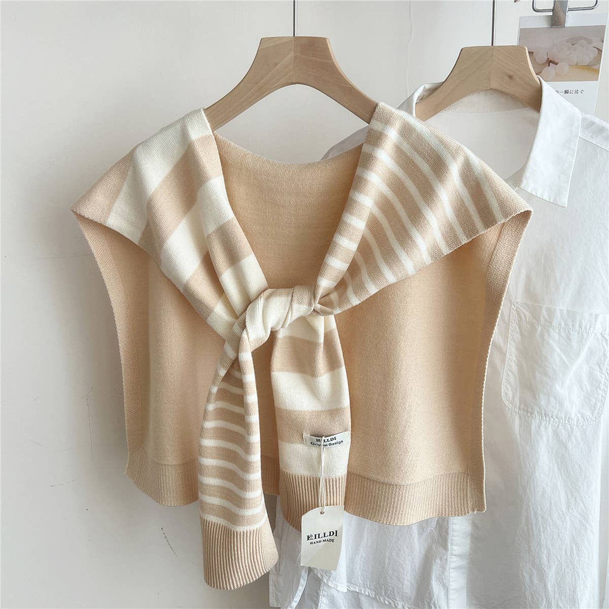 Striped Knit Shawl – Neck & Shoulder