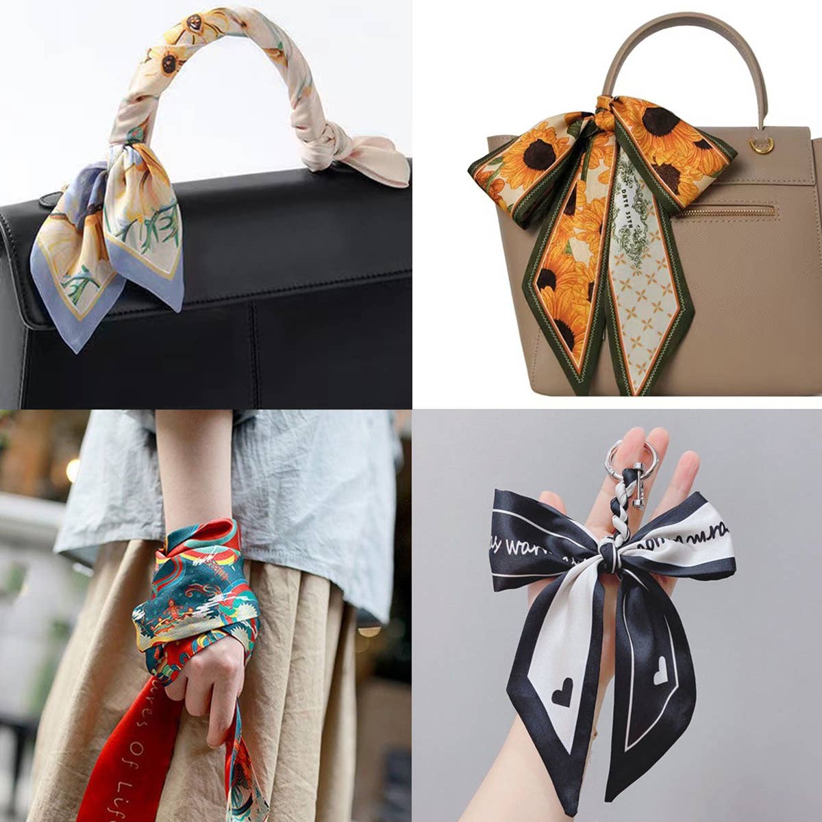 Chic Floral Letter Twilly Scarf