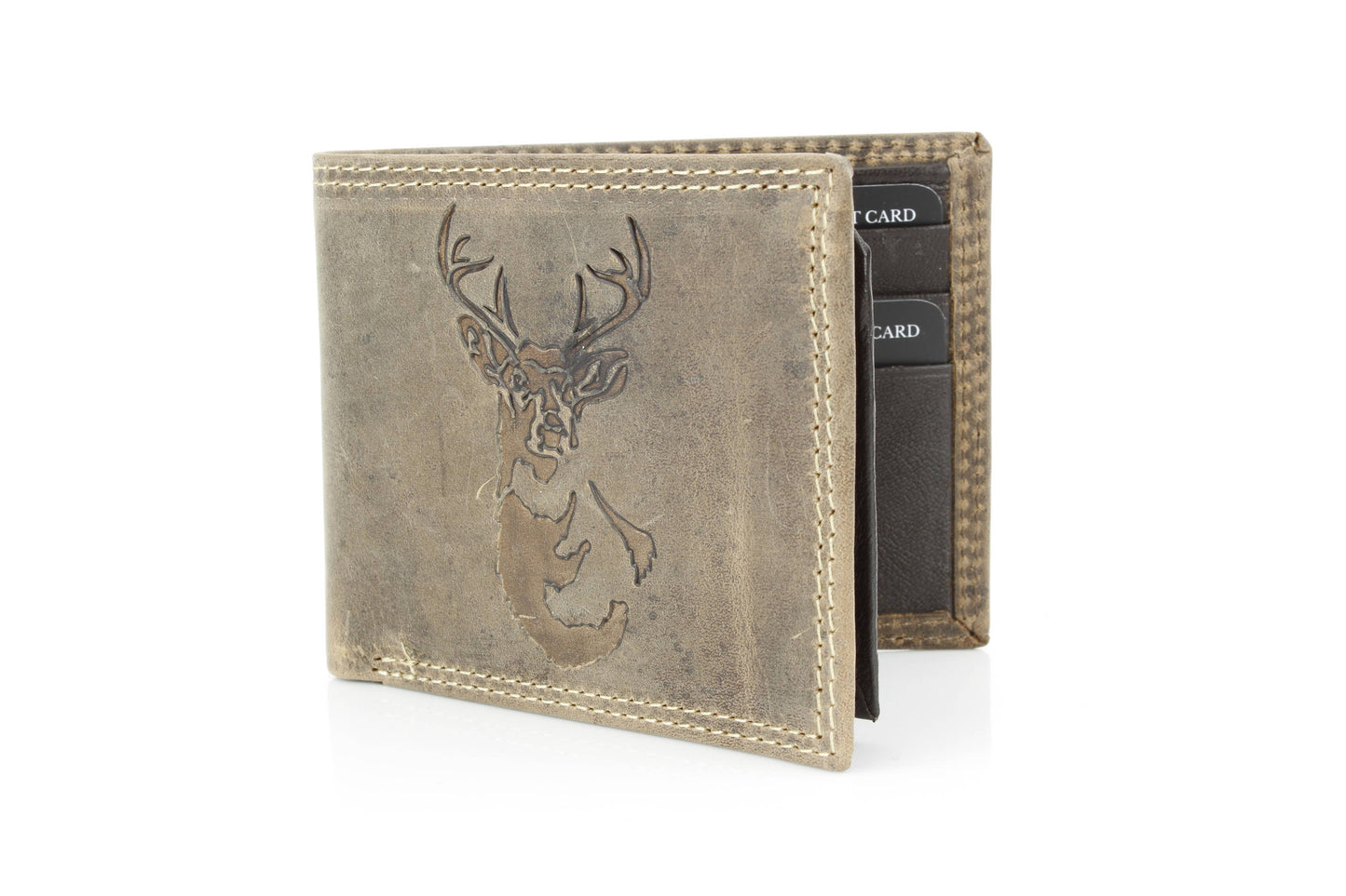 Bi-Fold Wallet with Deer Antler Emboss