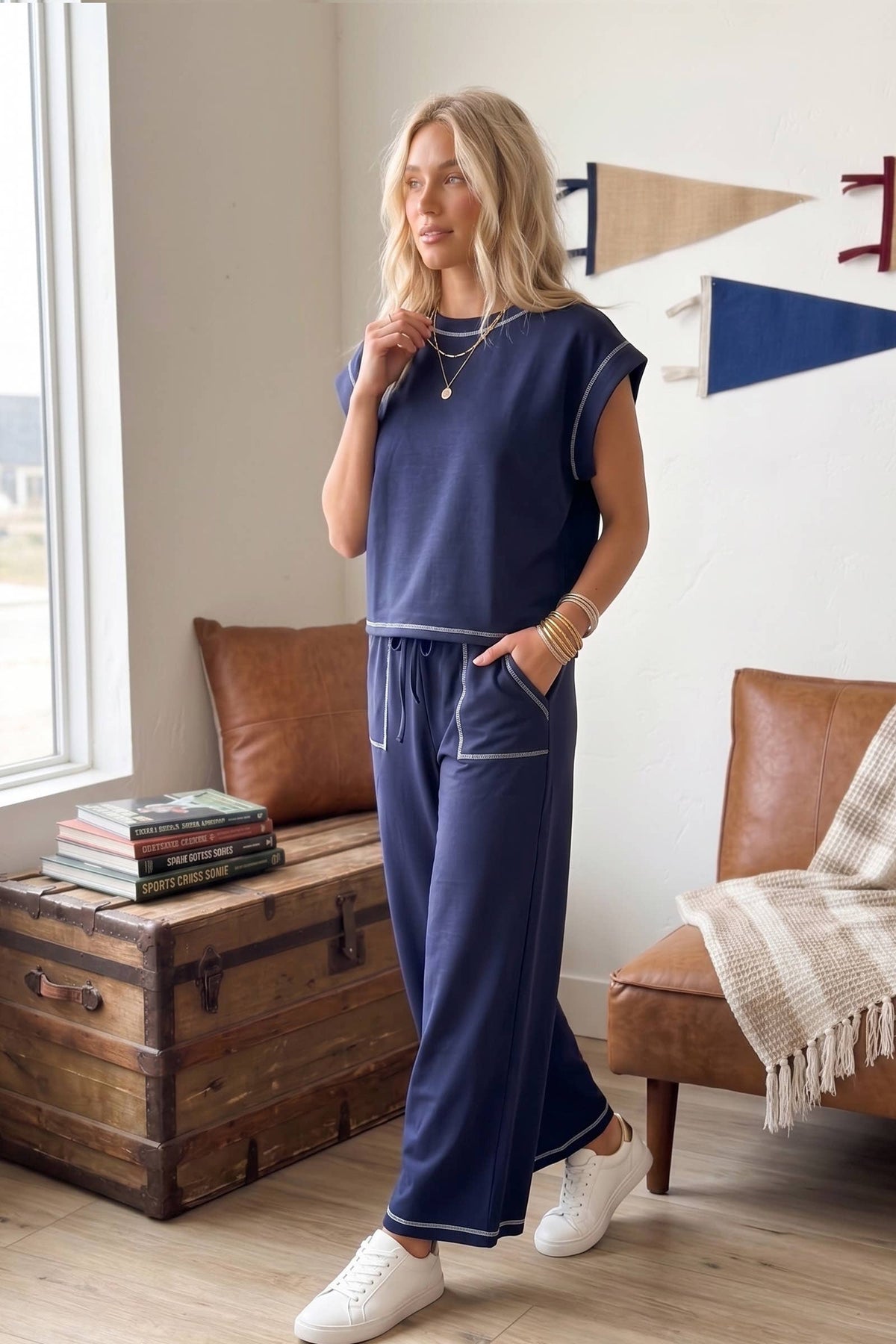 Scuba Contrast Stitch Lounge Set