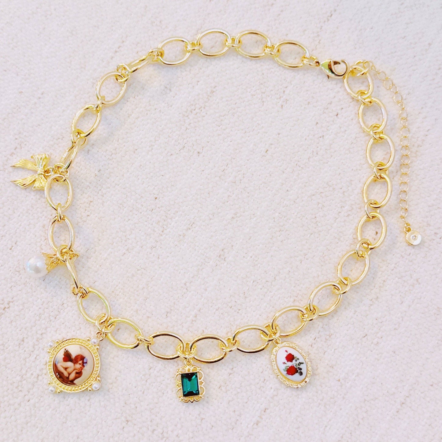 Angel & Rose Charm Necklace