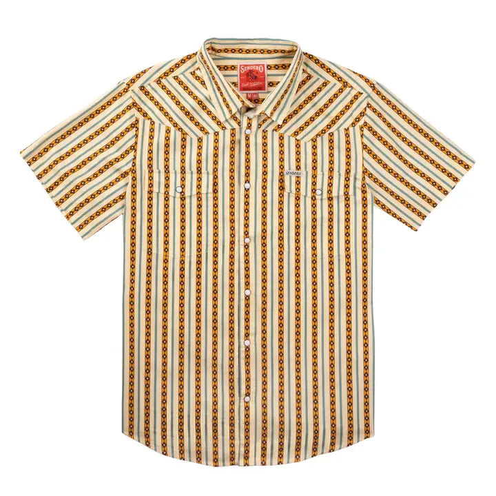 Serape Pearl Snap Short Sleeve - Apricot