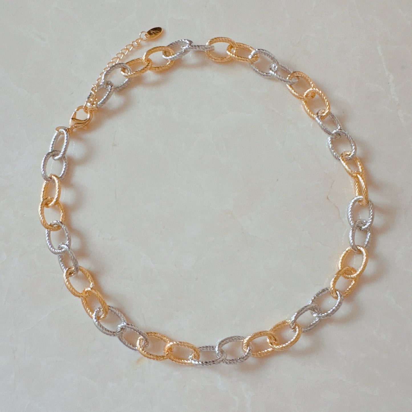 Every Two Links Gold And Silver Chain Necklace