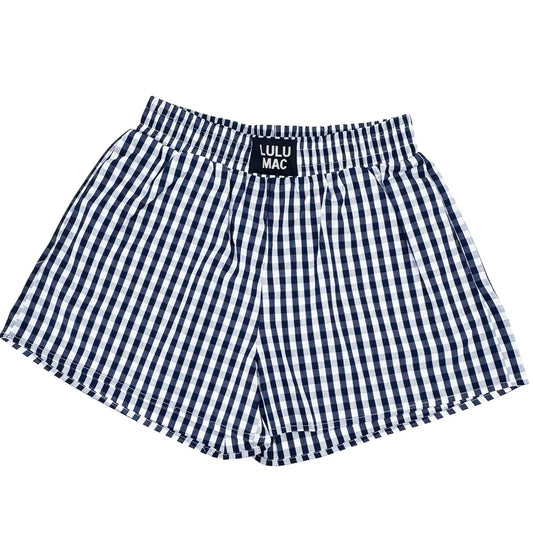 Gingham Boxer Shorts - Navy
