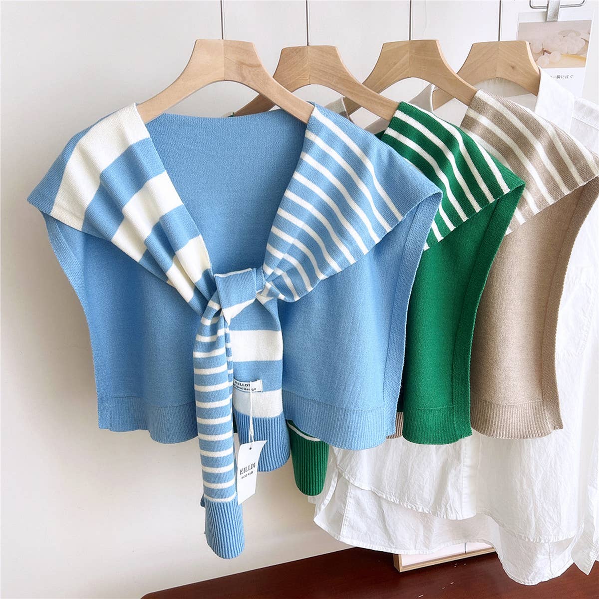Striped Knit Shawl – Neck & Shoulder