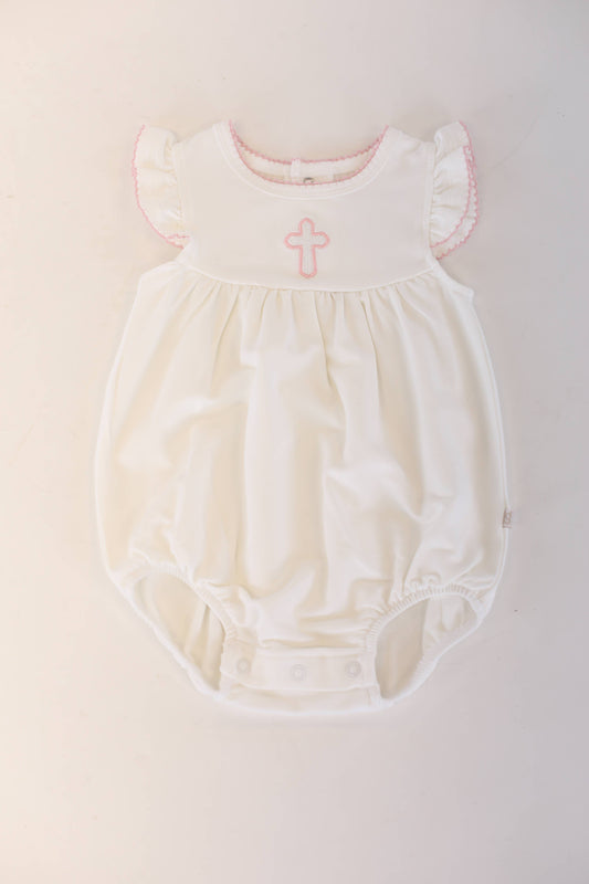 Pink Cross Bubble Romper
